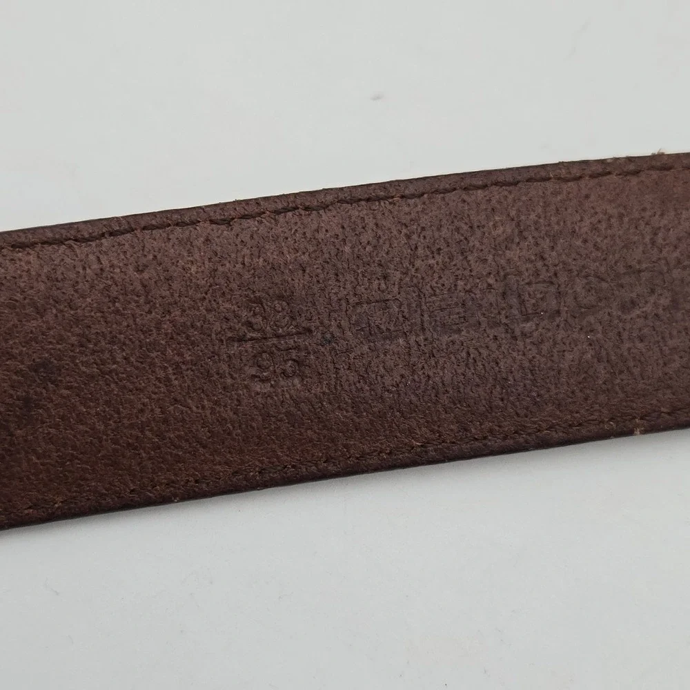 Claiborne Belt Brown Genuine Leather Mens 38 Brass Buckle
